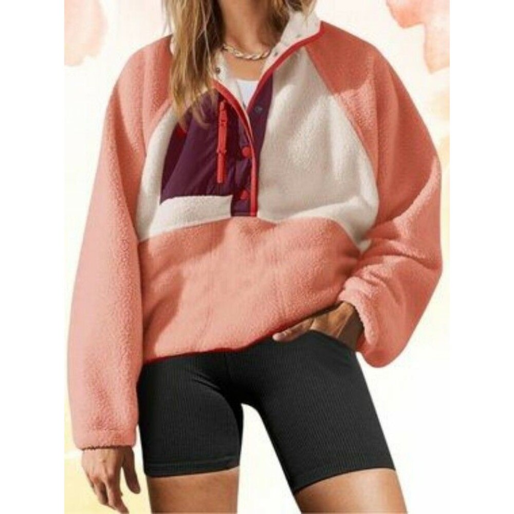 NEW FREE PEOPLE MOVEMENT HIT THE SLOPES FLEECE PULLOVER MEDIUM FRUIT PUNCH COMBO